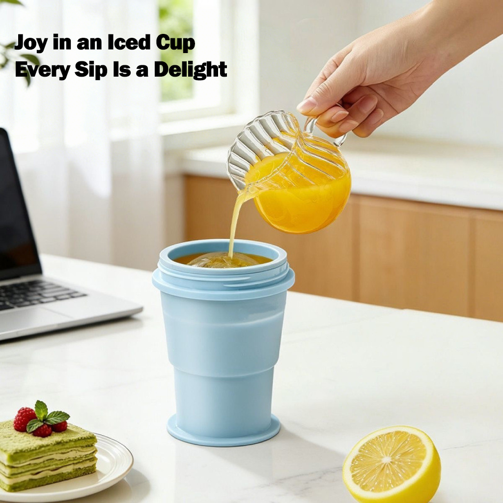 š§Portable Folding Ice Hockey Cup, Creative Silicone Food Grade Ice Cup Mold With Straw, Handy Cup For Summer Outings.