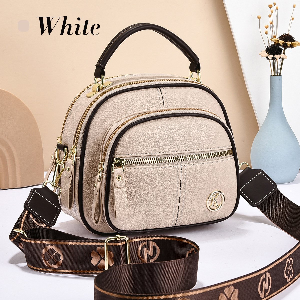 🛫Classic Multifunctional Compartments Adjustable Wide Shoulder Strap Leather Crossbody Bag