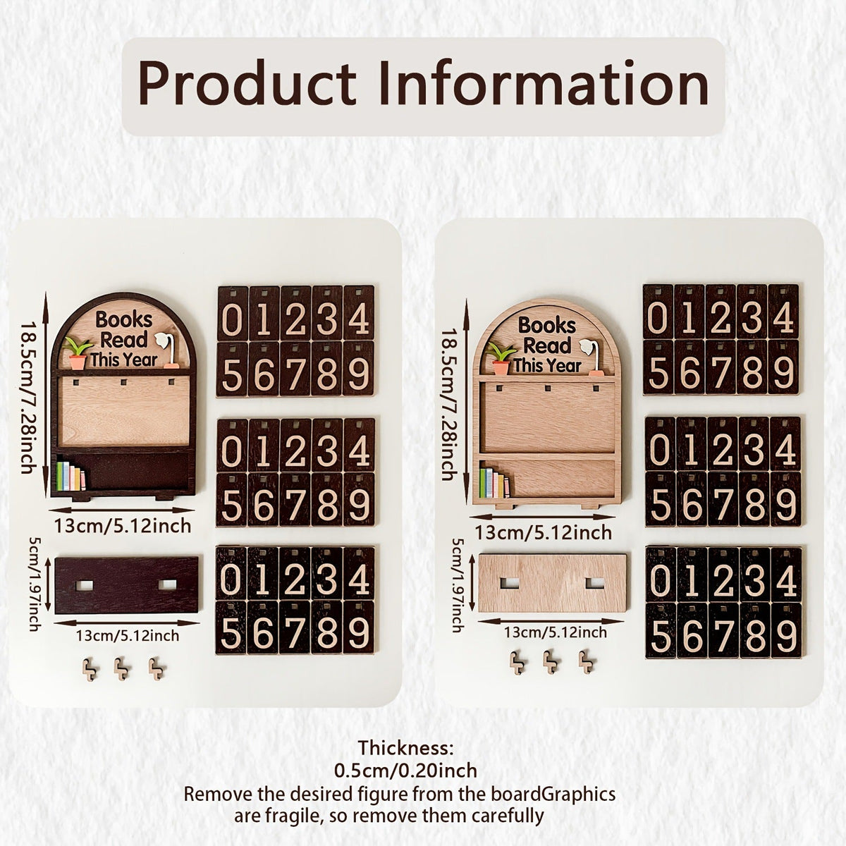 Wooden Annual Reading Count Display Piece