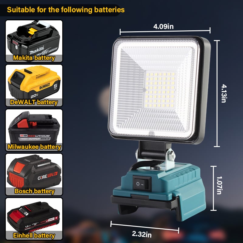 ⚡3000LM Cordless LED Work Light with charging Ports