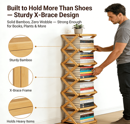 Instant-Use Bamboo Rack – 9 Tiers, No Tools Needed🌿👟