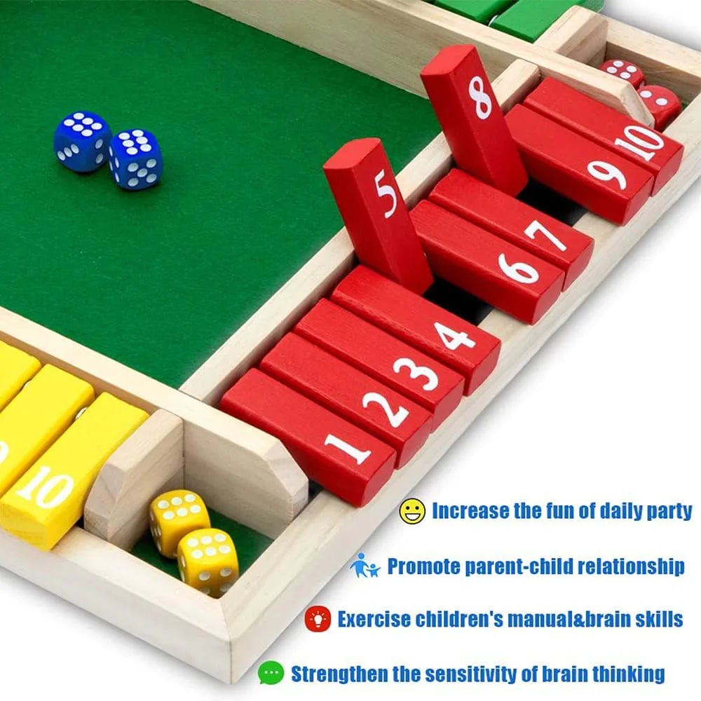 🏆🎁SHUT THE BOX-WOODEN DICE BOARD GAME