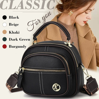 🛫Classic Multifunctional Compartments Adjustable Wide Shoulder Strap Leather Crossbody Bag