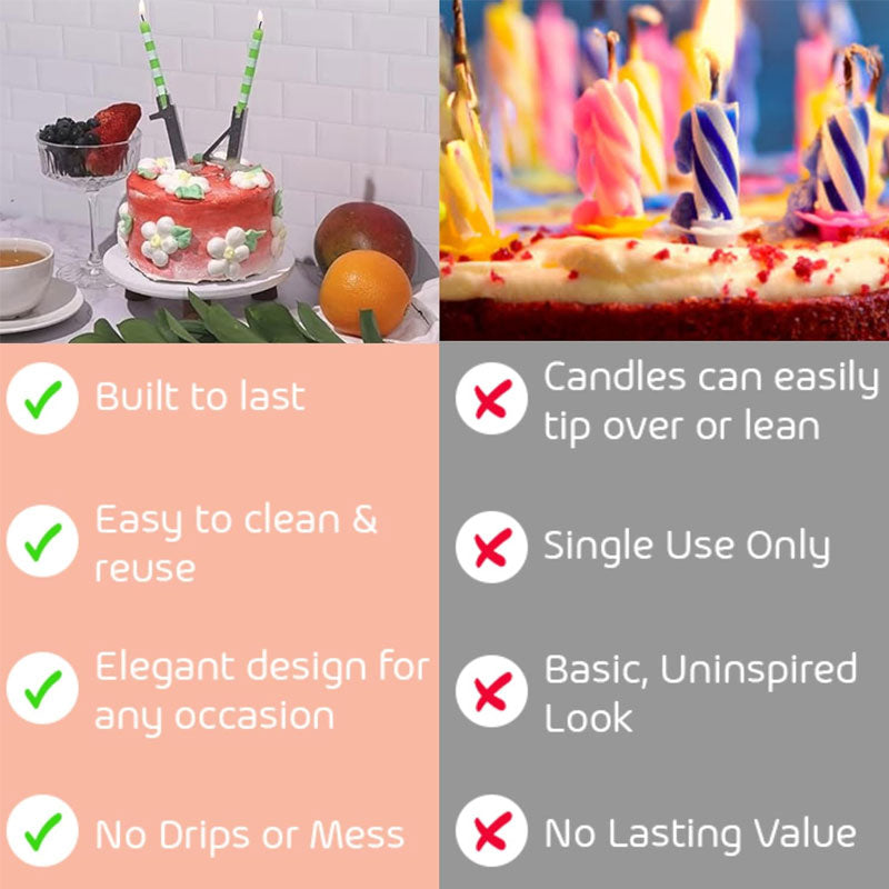 Digital Birthday Cake Candle Holder Set