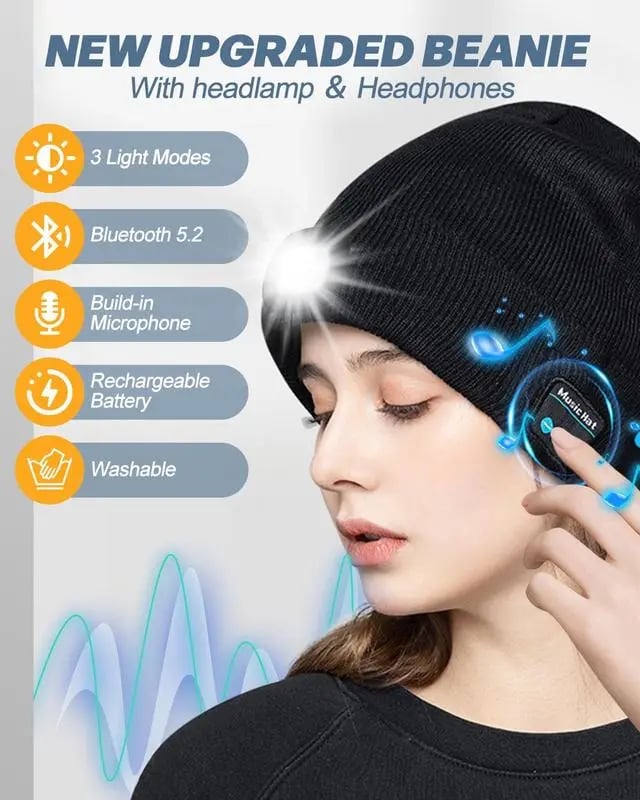 ❄️Winter— Gift Bluetooth Beanie with LED Headlight and Removable Speakers