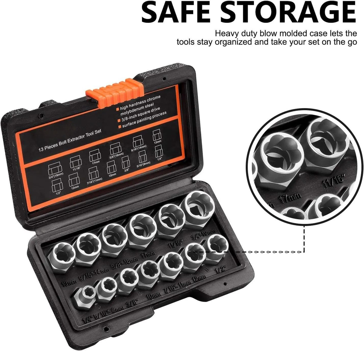 14 Pieces Impact Bolt & Nut Remover Set