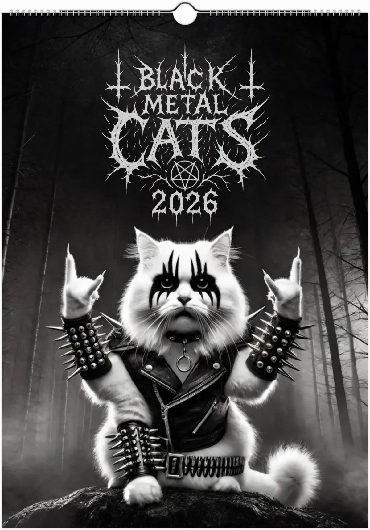 Black Metal Cats 2026 - Wall Calendar 2026