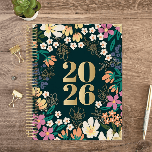 2026 Hard Cover Planner, 8.5" x 11", Blooming Wildly