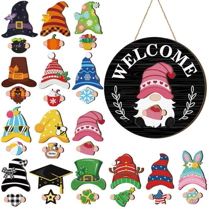 💫Interchangeable Wooden Gnome Decor Holiday Seasonal Gnome Decorations🚪