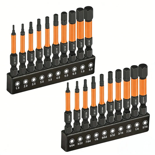 ⚙️ Impact Hex Head Allen Wrench Drill Bit Set – 20pcs (Metric & SAE)