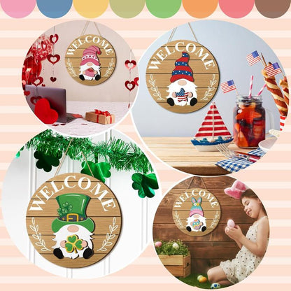 💫Interchangeable Wooden Gnome Decor Holiday Seasonal Gnome Decorations🚪