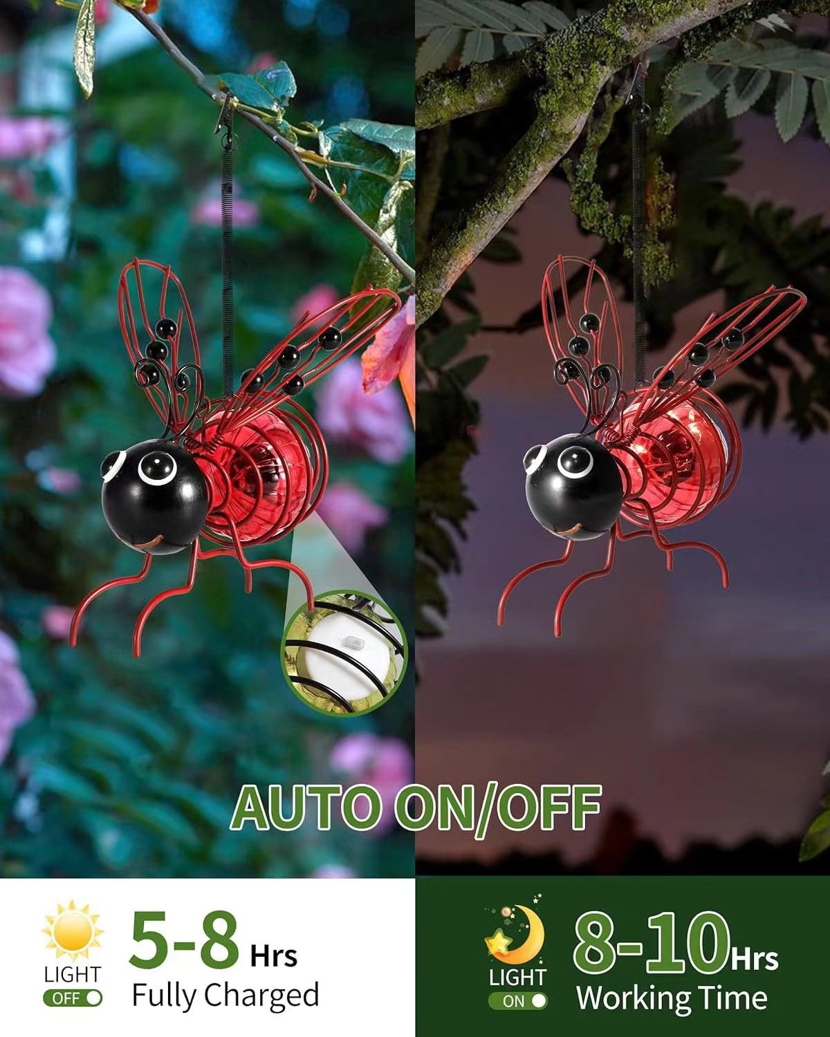 🐝Outdoor Hanging Solar Bee Light - Perfect gift for plant lovers moms or literally anyone who smiles ❤️