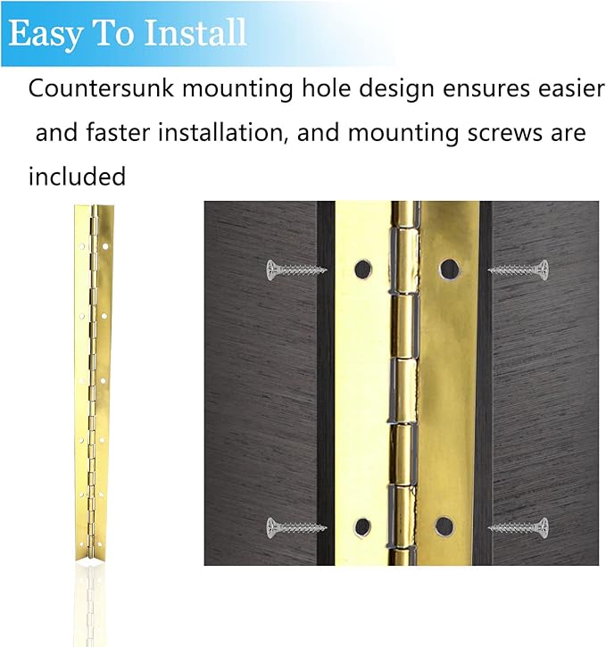 12-Inch Gold Continuous & Piano Hinge – Premium Stainless Steel for Heavy Duty Doors and Custom Projects