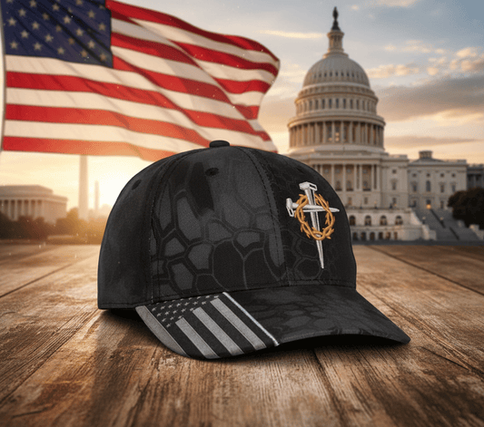 Jesus 3-Nail Cross & Crown of Thorns Christian Embroidered Adjustable Hat ✝️