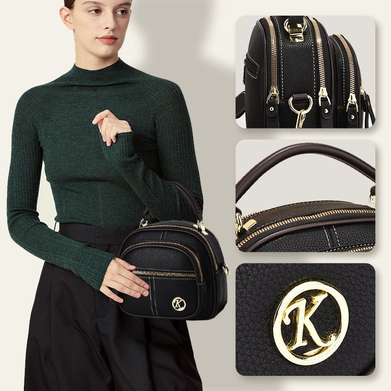🛫Classic Multifunctional Compartments Adjustable Wide Shoulder Strap Leather Crossbody Bag