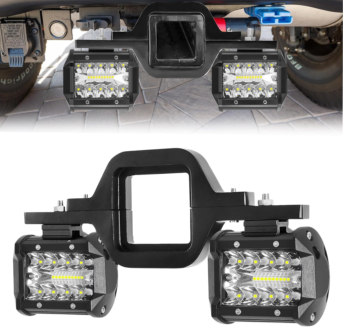 2pcs 4 Inch LED Pods with Tow Hitch Mounting Brackets