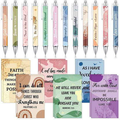 ✝️Christian Gifts Set: Motivational Pens & Bible Verse Notebooks – Inspire Your Faith Journey🌸