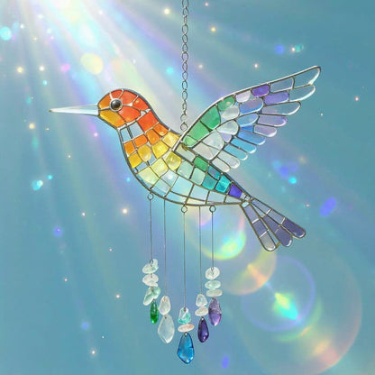 🌬️Sea Glass Rainbow Bird Wind Chime🌈