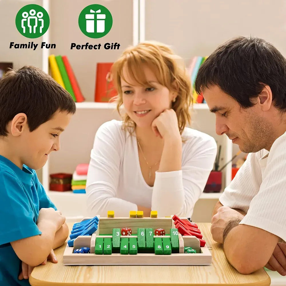 SHUT THE BOX-WOODEN DICE BOARD GAME