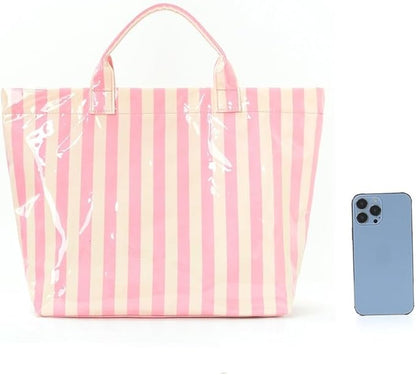 🌈 Lightweight Striped Tote Bag Large Capacity Travel & Beach Carryall