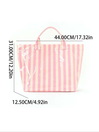 🌈 Lightweight Striped Tote Bag Large Capacity Travel & Beach Carryall