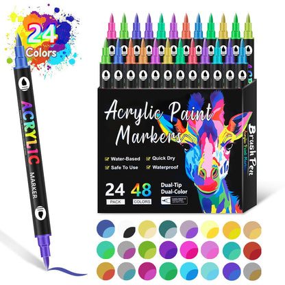 🎨Dual Tip Acrylic Paint Pen Marker - 24/48/72/120 Colors