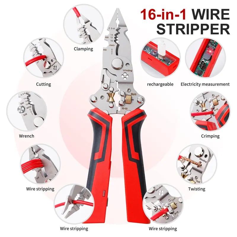 16 in 1 Wire Stripper Twister for Cutting and Pulling Wires
