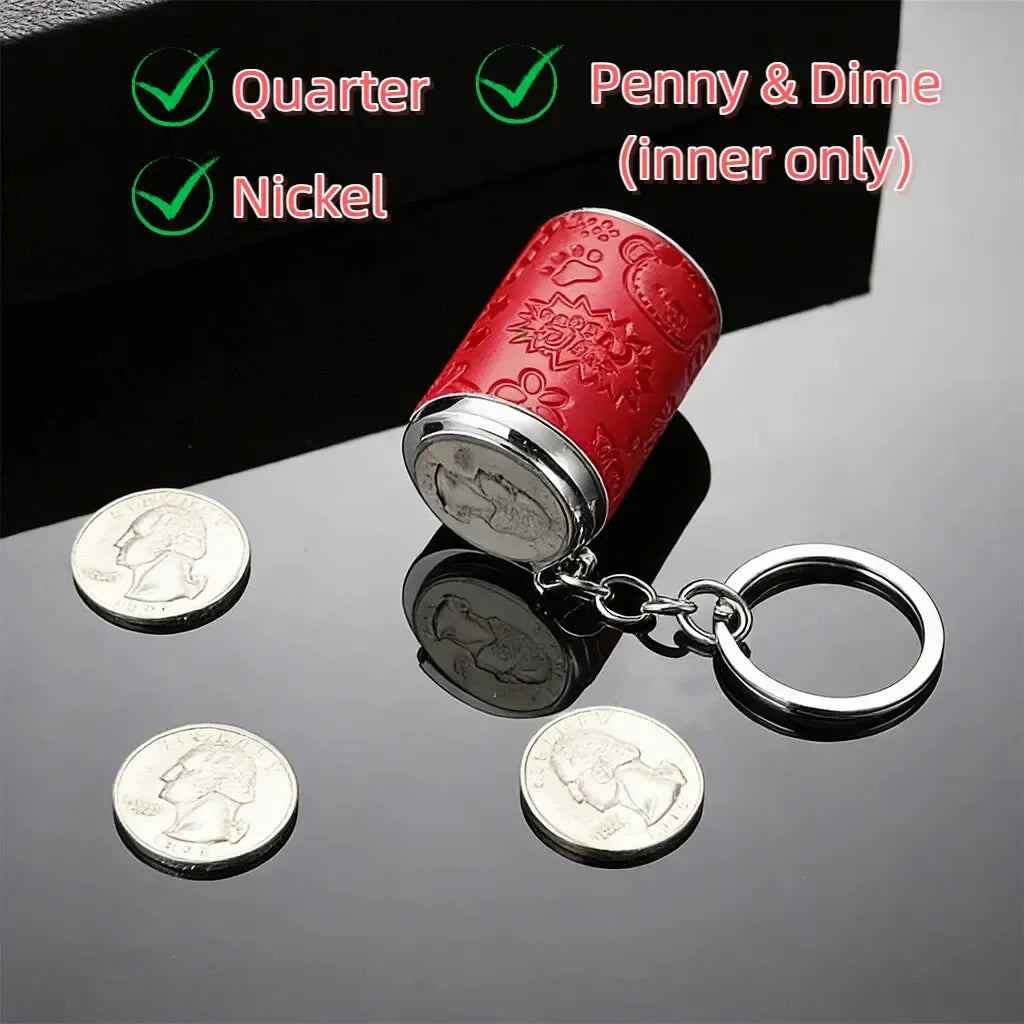 Mini personalized coin storage keychain - random print