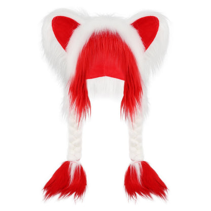 🔥Soft Furry Animal Ear Hat with Braids
