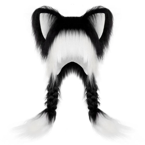 🔥Soft Furry Animal Ear Hat with Braids