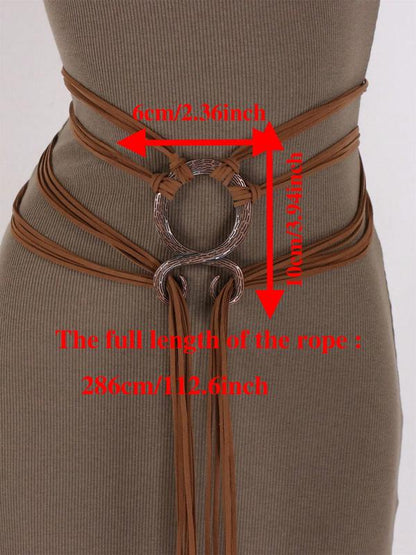 🔥Medieval Viking Braided Leather Belt Set, with Ring Buckle & Tassel Decorations
