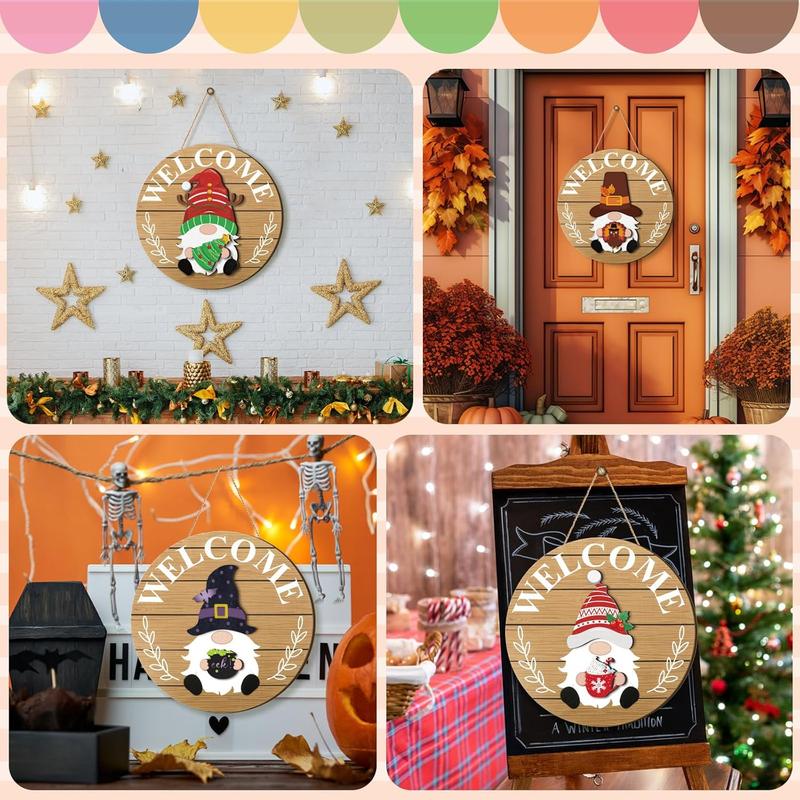 💫Interchangeable Wooden Gnome Decor Holiday Seasonal Gnome Decorations🚪