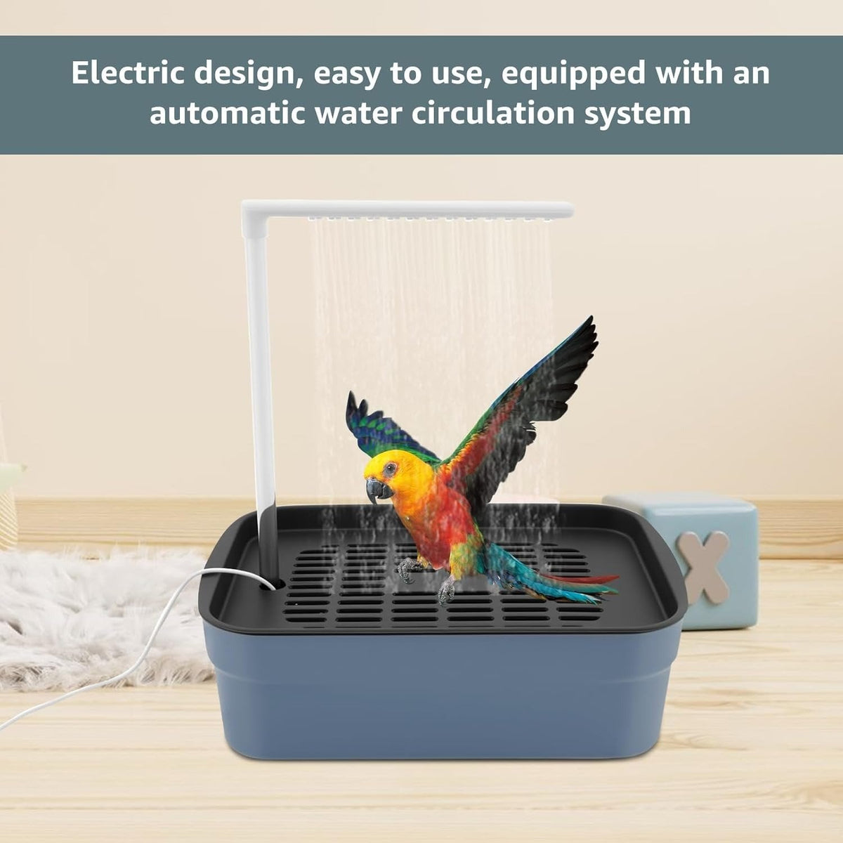 🦜💦Automatic ABS Bird Bath Shower, Parrot Bathtub with Circulating Faucet for Pet Bird