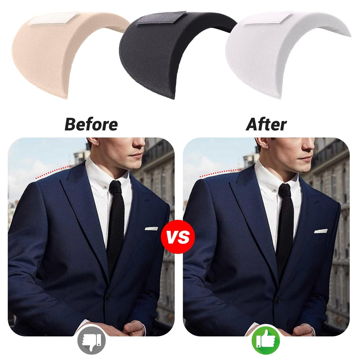 2 Pairs Set-in Shoulder Pads