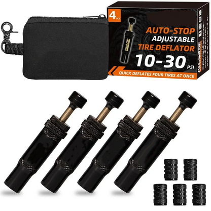 Adjustable Auto-Stop Air-Down Deflator, 10-30 PSI, 4PCS