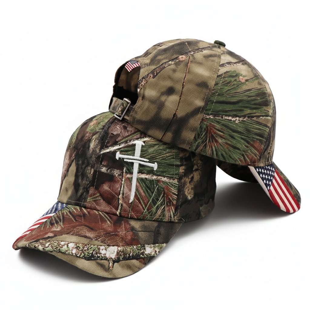 Jesus 3-Nail Cross & Crown of Thorns Christian Embroidered Adjustable Hat ✝️