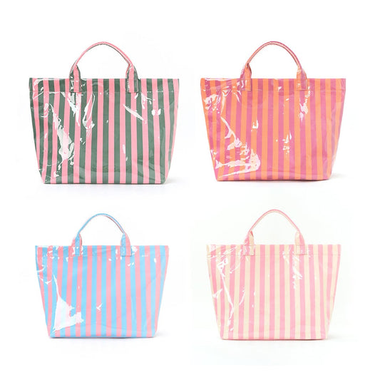 🌈 Lightweight Striped Tote Bag Large Capacity Travel & Beach Carryall