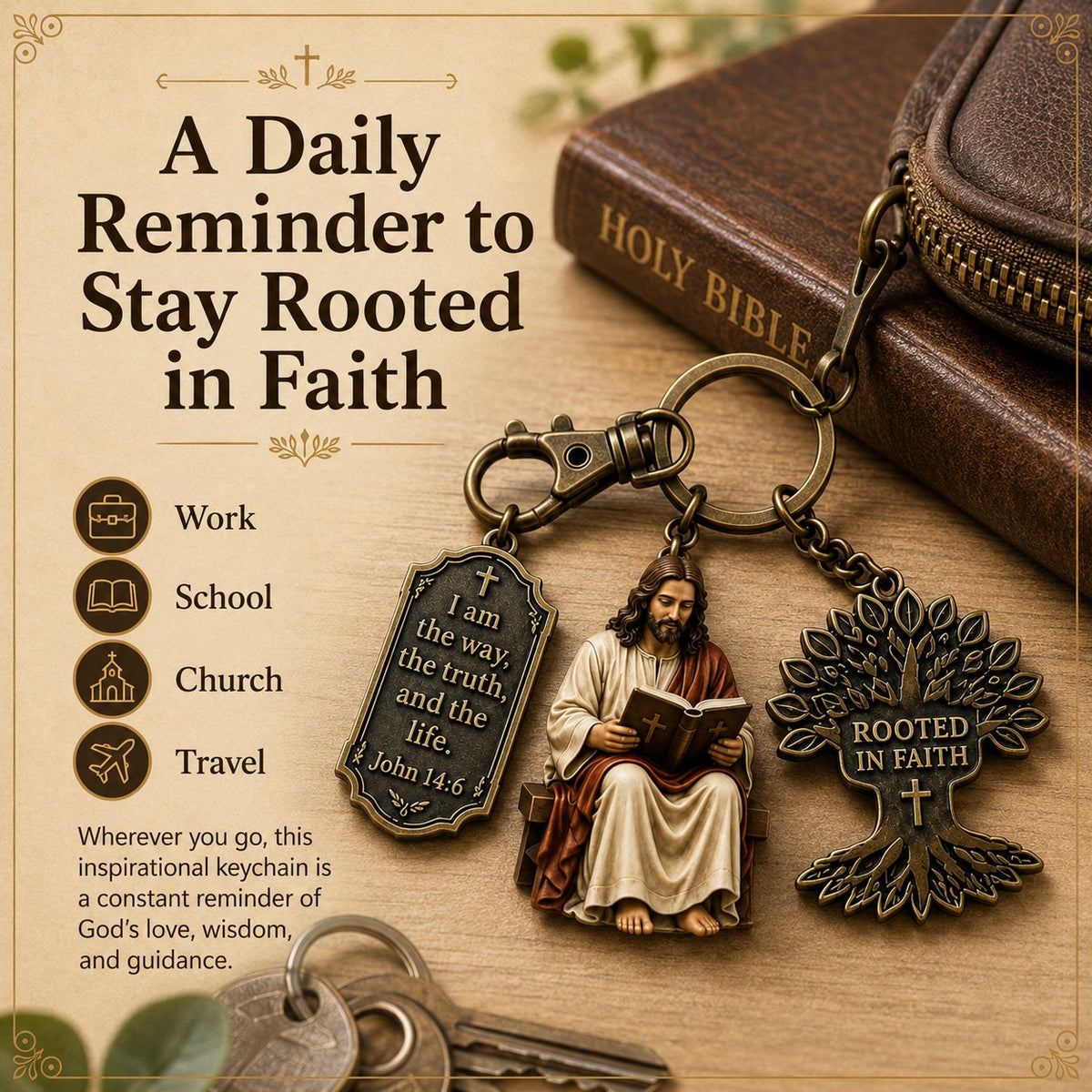 ✝️Jesus Reading Keychain